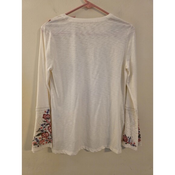 Style & Co. Women's Size PS Floral Embroidered Long Sleeve Peasant Boho Blouse - Picture 3 of 8